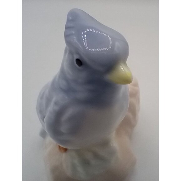 Blue Jay Toothpick Holder Vintage Porcelain 2.25 In Miniature Bird Nest Decor - Picture 15 of 16